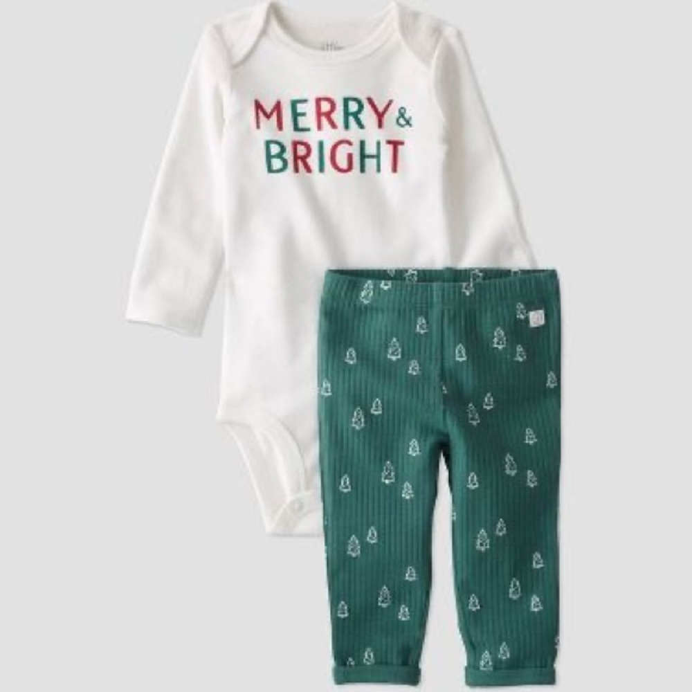Organic Cotton Merry & Bright Bodysuit & Pants Set - little planet by carter's